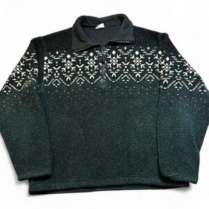 Vintage Columbia deep pile green quarter zip‎ fleece pullover medium